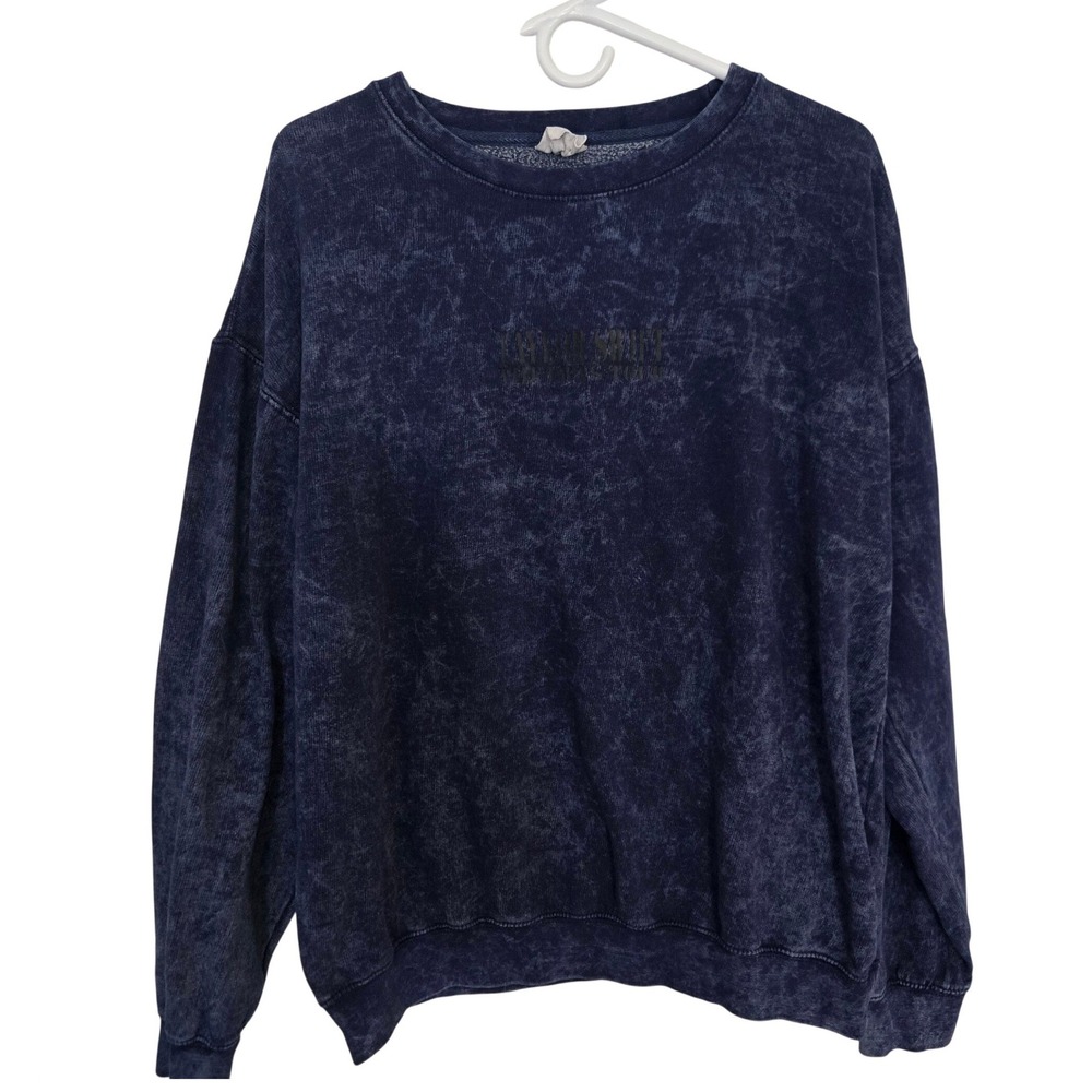 Taylor Swift The Eras Tour Blue Mineral Wash Graphic Sweatshirt Size Large